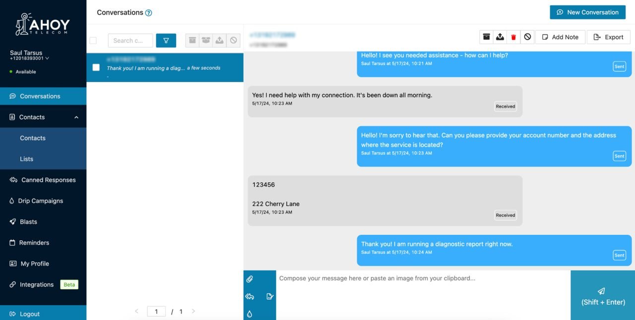 Telecom Text Text and Create Drip Campaigns with Ahoy Telecom Messenger - Ahoy Telecom